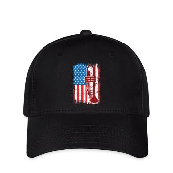 July 4 USA Trumpeter - Flexfit Cap - black - Front