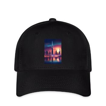 Coucher de soleil sur la ville de Dubaï - Casquette Flexfit - noir - Devant