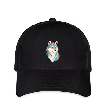 Art vectoriel du loup avec illustration aux couleurs vives - Casquette Flexfit - noir - Devant