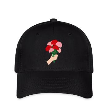 Pour vous- Fleur d’œillet rouge3 - Casquette Flexfit - noir - Devant