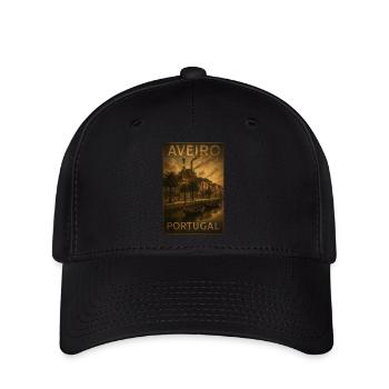Aveiro Portugal – Steampunk Moliceiro Reise Poster - Flexfit Cap - Schwarz - Vorne