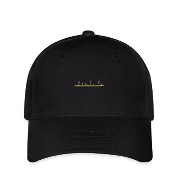 rosa blumen linie grass - Flexfit Cap - Schwarz - Vorne