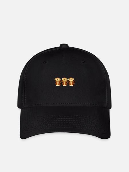 Drei Affen: Three Monkeys - Flexfit Cap - Schwarz