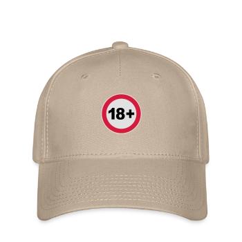 18+ / 18 / 18. / Achtzehn / Geburtstag / 3c - Flexfit Cap - Khaki - Vorne