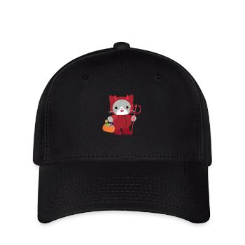 Halloween cat Red Devil. kawai - Flexfit Cap - black - Front