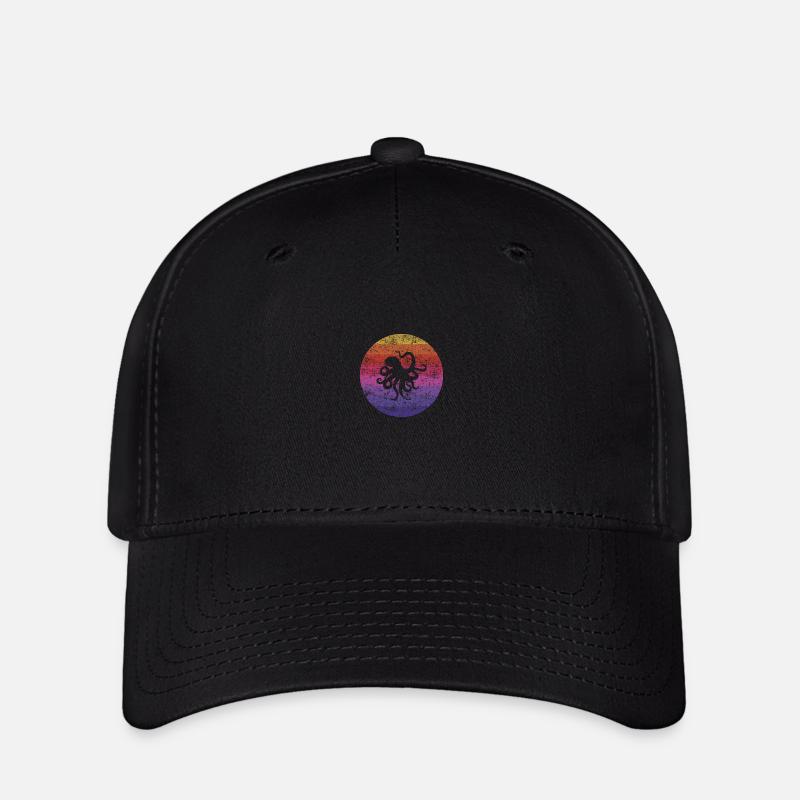 Octopus Rétro - Casquette Flexfit - noir