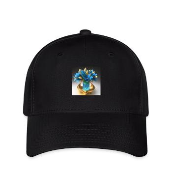Blumen in einer Kristallvase - Flexfit Cap - Schwarz - Vorne