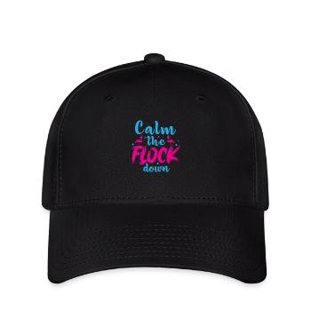 Flamingo Calm The Flock Down Lustiger rosa Vogel - Flexfit Cap - Schwarz - Vorne