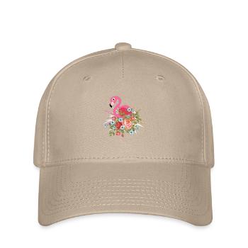 Flamant rose motif floral T Shirt - Casquette Flexfit - kaki - Devant
