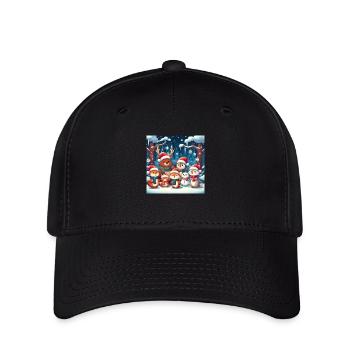 Animaux de noël - Casquette Flexfit - noir - Devant