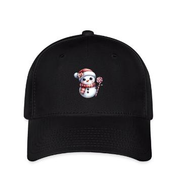 Niedlicher Schneemann mit Lolli - Flexfit Cap - Schwarz - Vorne