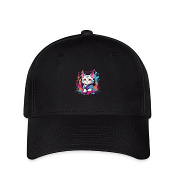 colorful cat - Flexfit Cap - black - Front