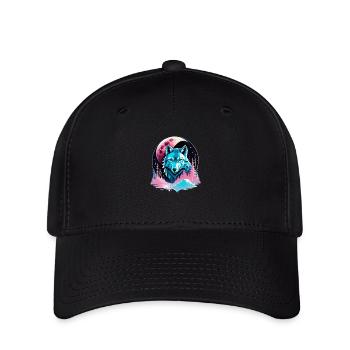 Wolf und Mond - Flexfit Cap - Schwarz - Vorne