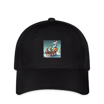 niedlicher kleiner orangefarbener futuristischer Vintage-Roboter - Flexfit Cap - Schwarz - Vorne