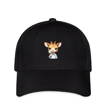 Enfant girafe avec sucette - Casquette Flexfit - noir - Devant
