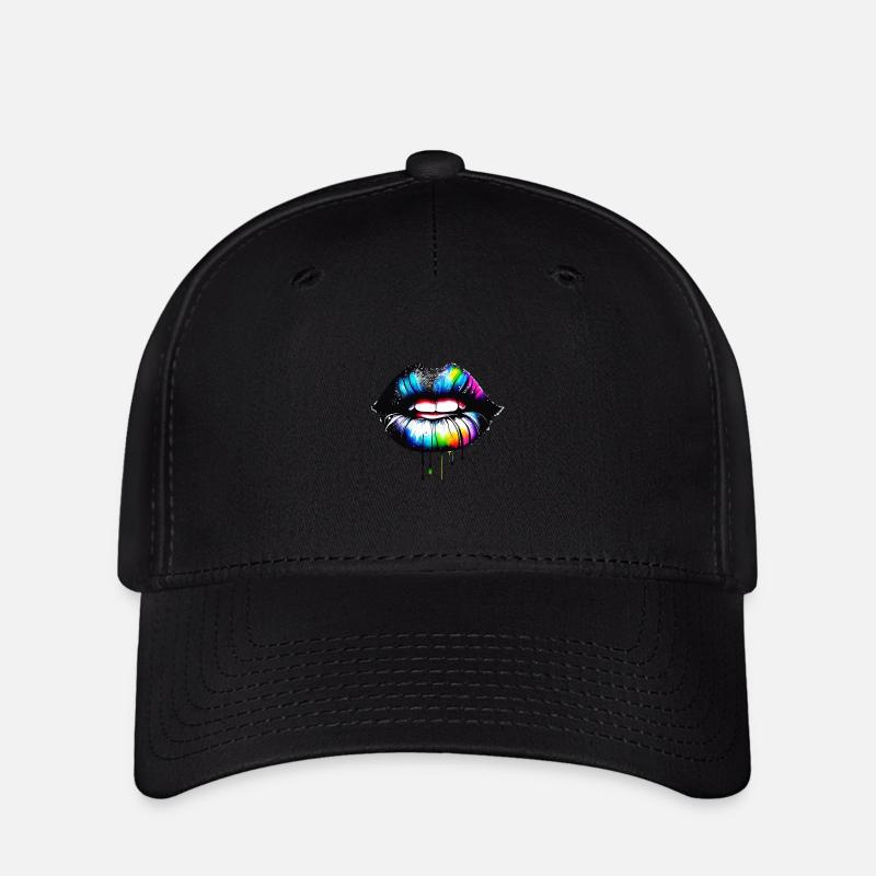 lèvres colorées - Casquette Flexfit - noir