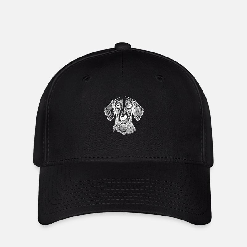 Süsses Dackel Porträt für den Dackelpapa - Flexfit Cap - Schwarz