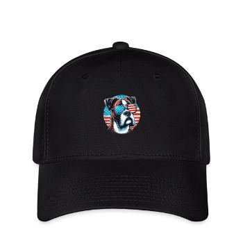 Boxer Amerikanische Flagge und Sonnenbrillen - Flexfit Cap - Schwarz - Vorne