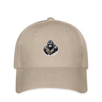 Gorilla mit Goldkette - Flexfit Cap - Khaki - Vorne