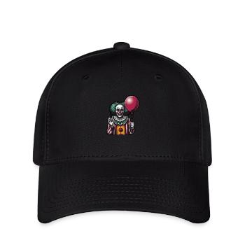 Gruseliger Cartoon-Clown mit roten Haaren und gruseligem Lächeln - Flexfit Cap - Schwarz - Vorne