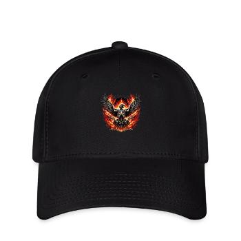Schwarzer Adler aus Knochen und Feuer - Flexfit Cap - Schwarz - Vorne