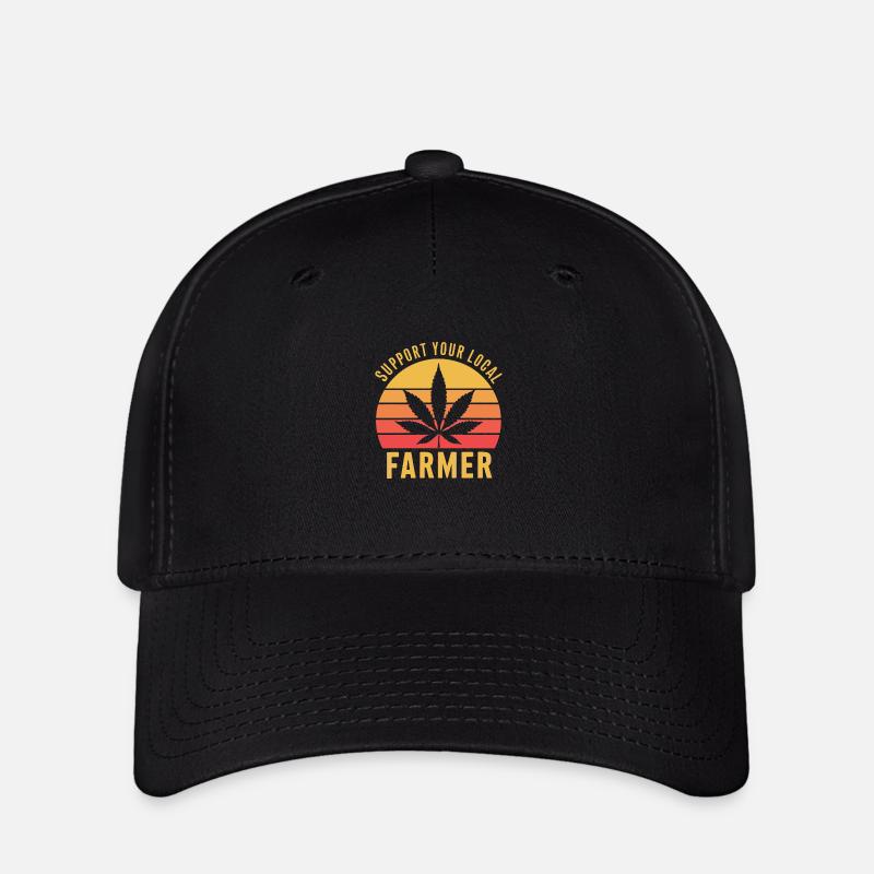 Support Your Local Farmer Retro Marijuana Cannabis - Flexfit Cap - black