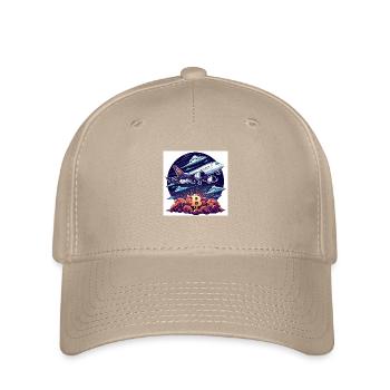 Crypto Bitcoin BTC Flugzeug Design Himmel ETH - Flexfit Cap - Khaki - Vorne