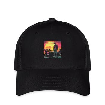 Années 80 Anime Guy Calmant Impression de mode de haute qualité - Casquette Flexfit - noir - Devant