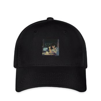 Années 80 Anime Guy Calmant Impression de mode de haute qualité - Casquette Flexfit - noir - Devant