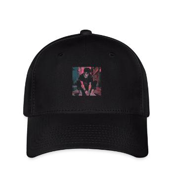 Années 80 Anime Guy Calmant Impression de mode de haute qualité - Casquette Flexfit - noir - Devant