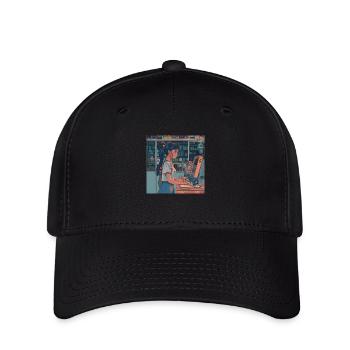 80s anime teen calming high quality fashion print - Flexfit Cap - black - Front