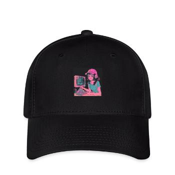 80s anime teen calming high quality fashion print - Flexfit Cap - black - Front