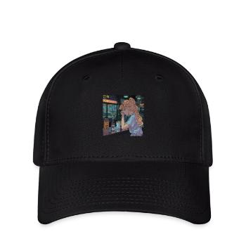 80s anime teen calming high quality fashion print - Flexfit Cap - black - Front