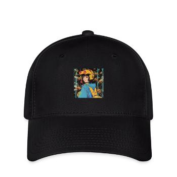 80s anime teen calming high quality fashion print - Flexfit Cap - black - Front
