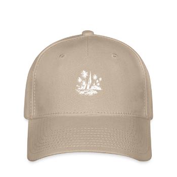 Katamaran Doppelrumpf Segleboot mit Palmen - Flexfit Cap - Khaki - Vorne