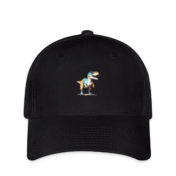 Dinosaurier Vektor Kunst mit lebendiger Illustration - Flexfit Cap - Schwarz - Vorne