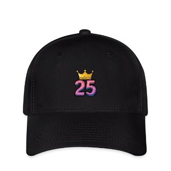 25 Zahl Krone - Flexfit Cap - Schwarz - Vorne