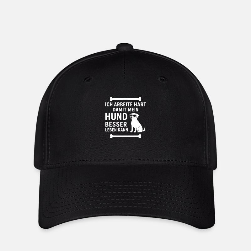 Ich arbeite hart,damit mein Hund besser leben kann - Flexfit Cap - Schwarz