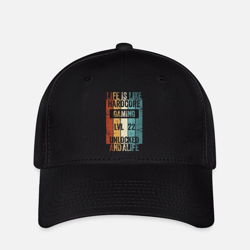 Level 22 Life is like Hardcore Gaming Unlocked - Flexfit Cap - Schwarz