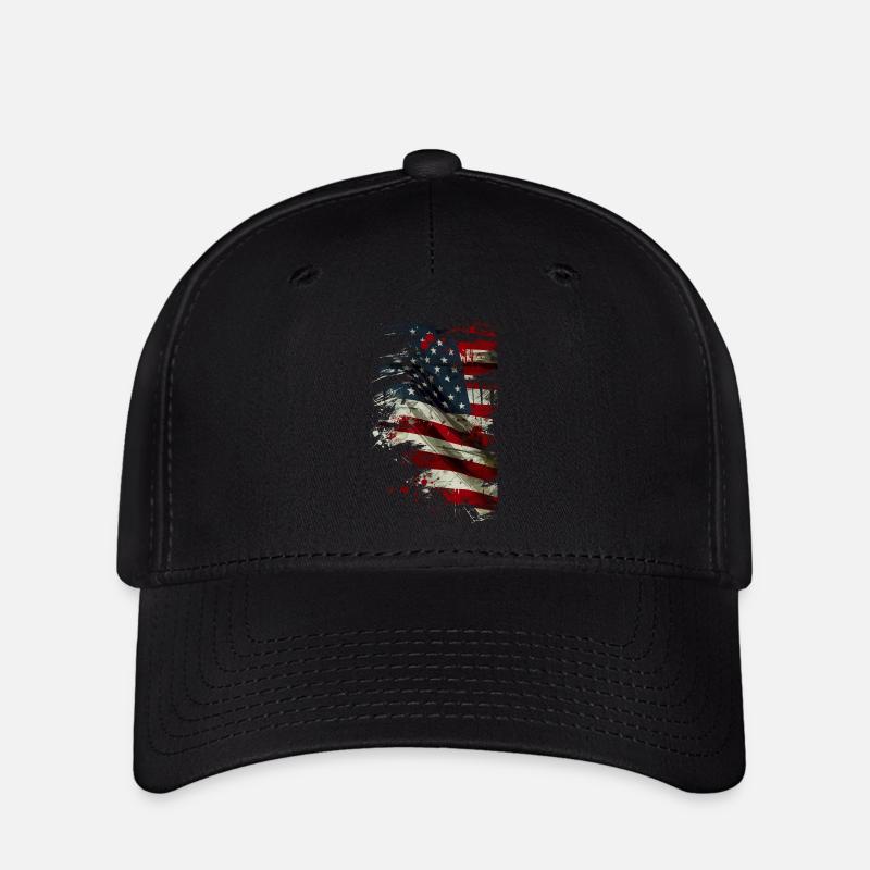 Grunge United States flag - Flexfit Cap - black
