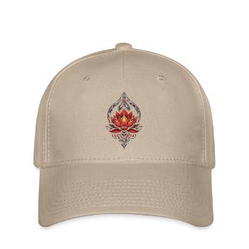 Dekorativer goldroter Lotus - Flexfit Cap - Khaki - Vorne