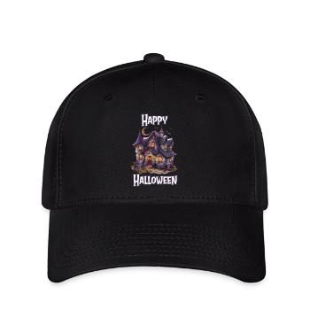 Halloween – Happy Halloween gruseliges Geisterhaus - Flexfit Cap - Schwarz - Vorne