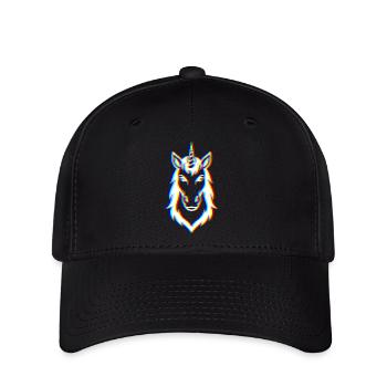 Glitch Einhorn – Magie & Trend - Flexfit Cap - Schwarz - Vorne