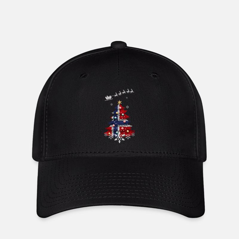 Sapin de Noël avec drapeau norvégien - Casquette Flexfit - noir