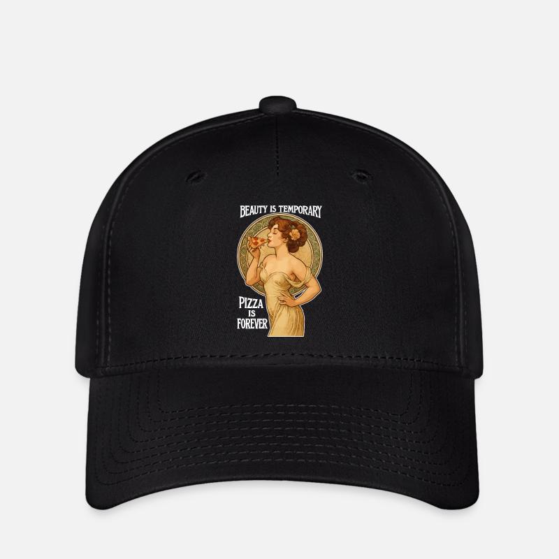 Pin-Up Pizza Art – Beauty Is Temporary - Flexfit Cap - black