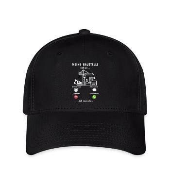 Meine Baustelle ruft an - ich muss los - Spruch - Flexfit Cap - Schwarz - Vorne