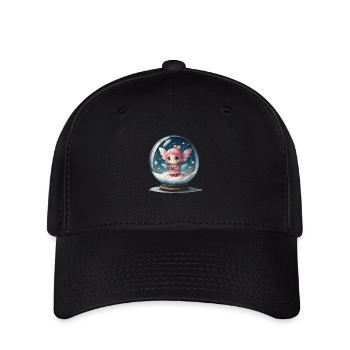 Kleine Weihnachtselfe in einer Schneekugel - Flexfit Cap - Schwarz - Vorne