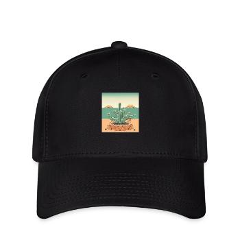 Kaktus mit Bergen - Flexfit Cap - Schwarz - Vorne