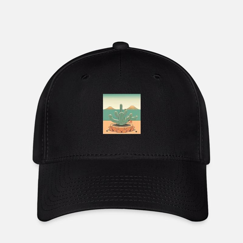 Cactus With Mountains - Flexfit Cap - black