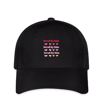 Loved by him with pink hearts - Flexfit Cap - black - Front